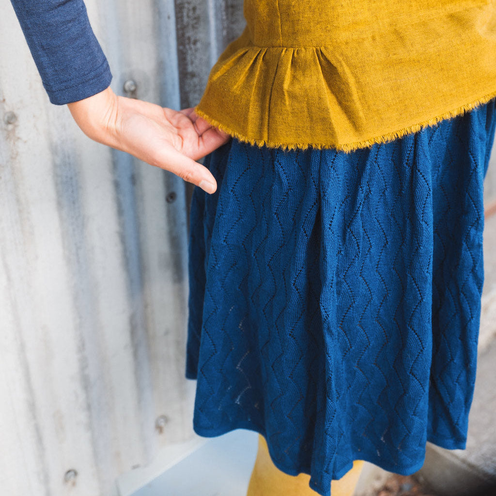 Pointelle Skirt - 100% Merino - Pond Blue (7-9y) *Last One!