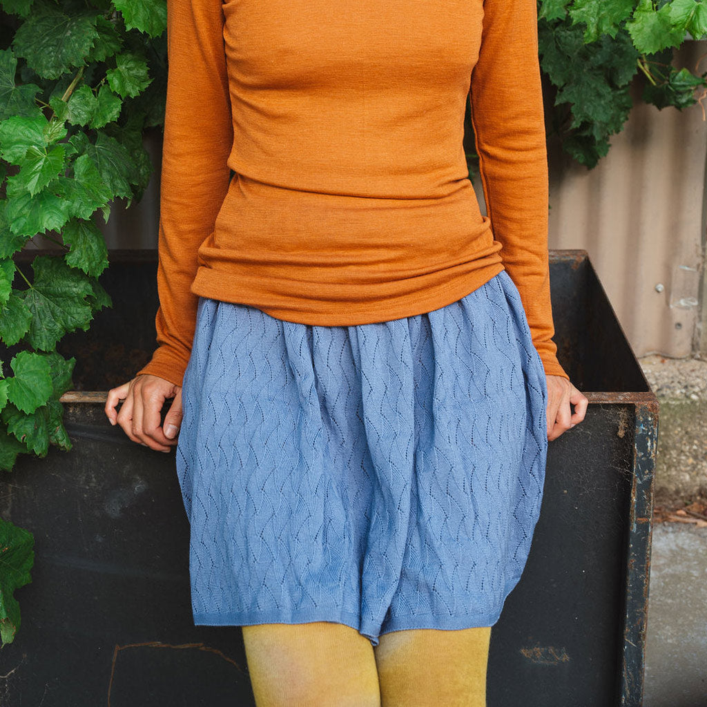 Pointelle Skirt - 100% Merino - Dusty Violet AW25 (7-9y) *Last ones
