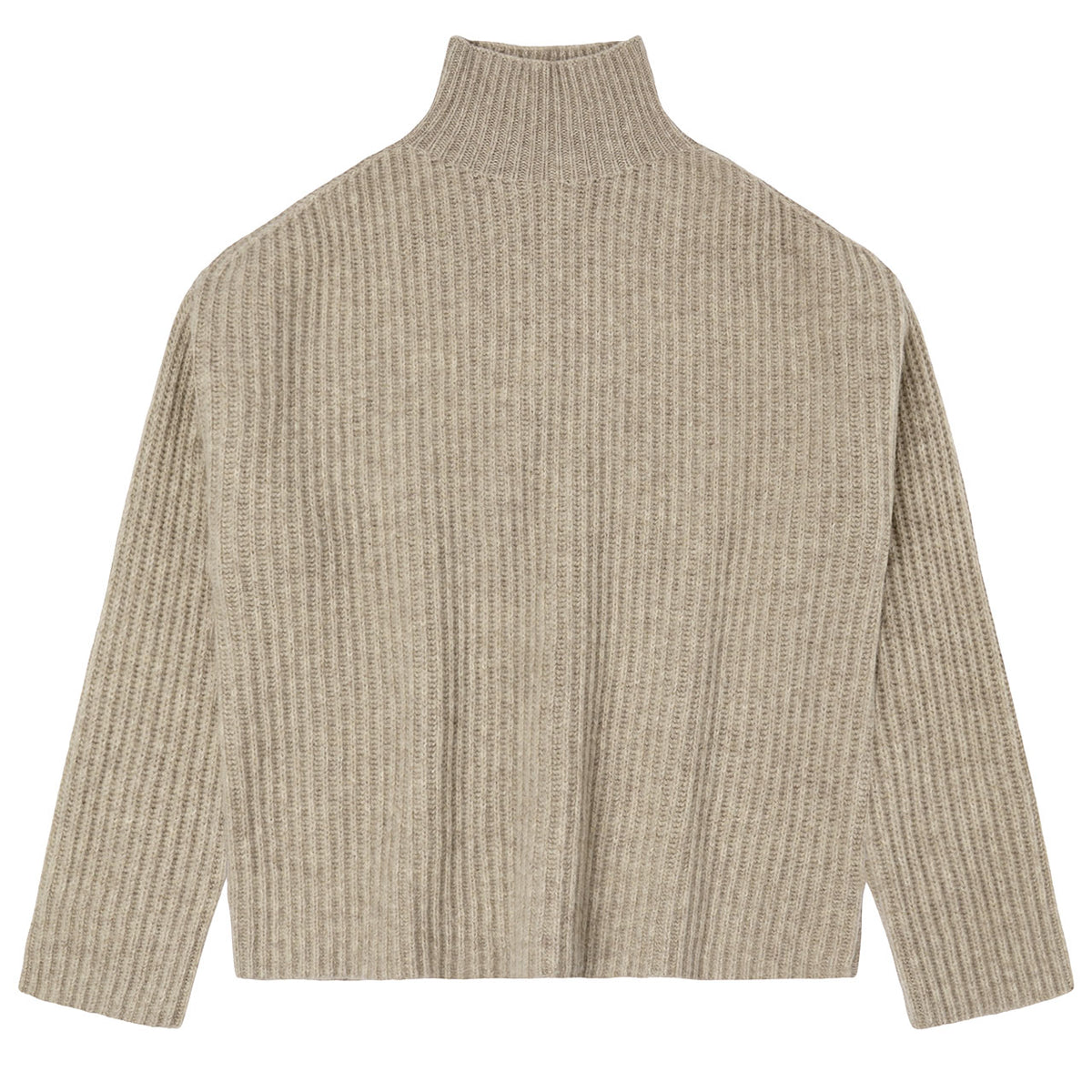 Women's Chunky Rib Sweater - 100% Lambswool - Oat Melange (XS-L) *Arriving 2026