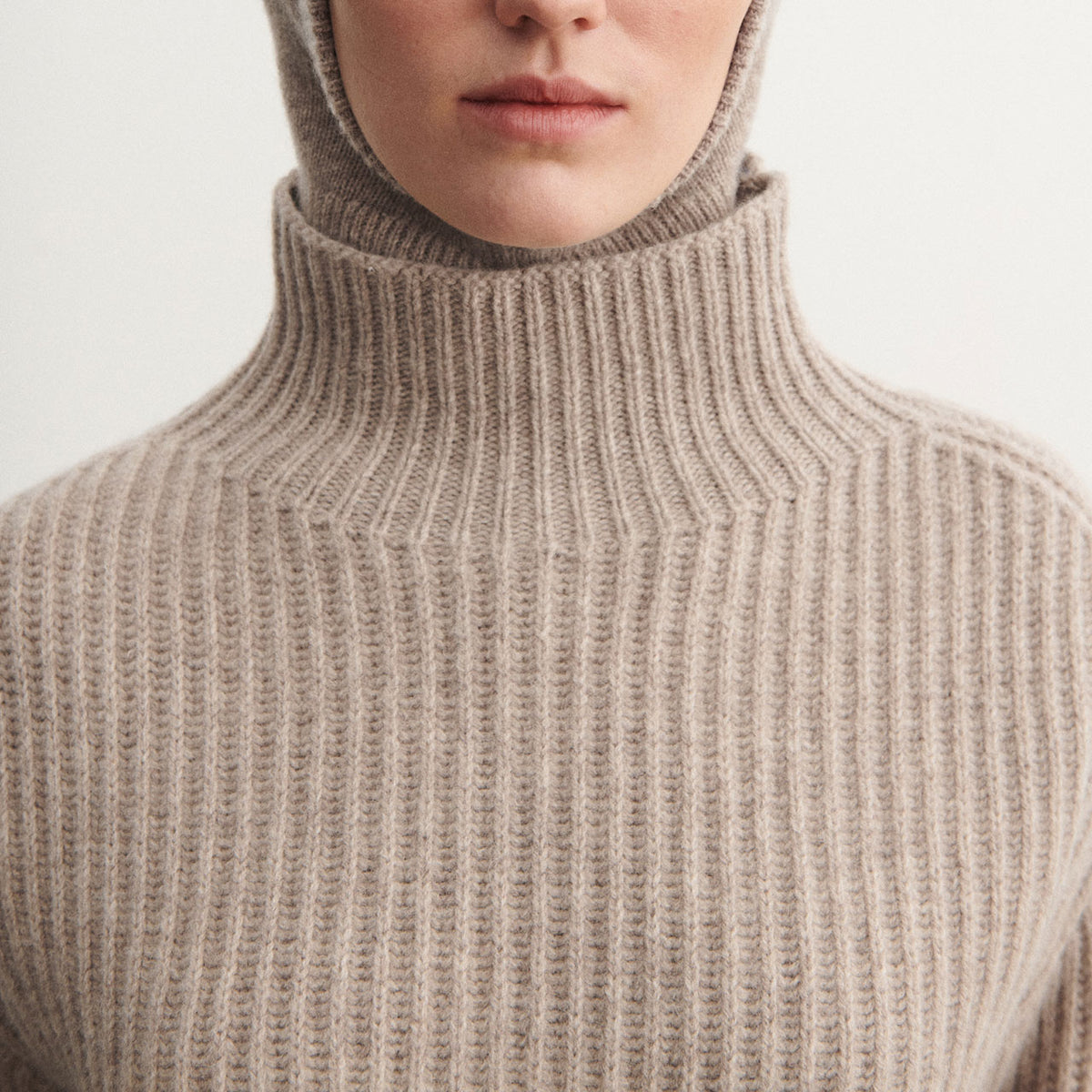 Women's Chunky Rib Sweater - 100% Lambswool - Oat Melange (XS-L) *Arriving 2026