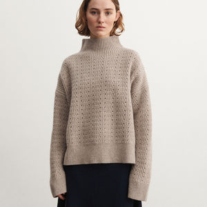 Women's Structure Sweater - 100% Lambswool - Oat Melange (S-L) *Arriving 2026