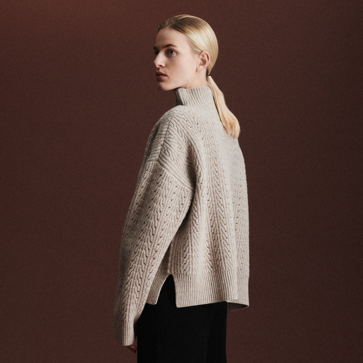 Women's Structure Sweater - 100% Lambswool - Oat Melange (S-L) *Arriving 2026