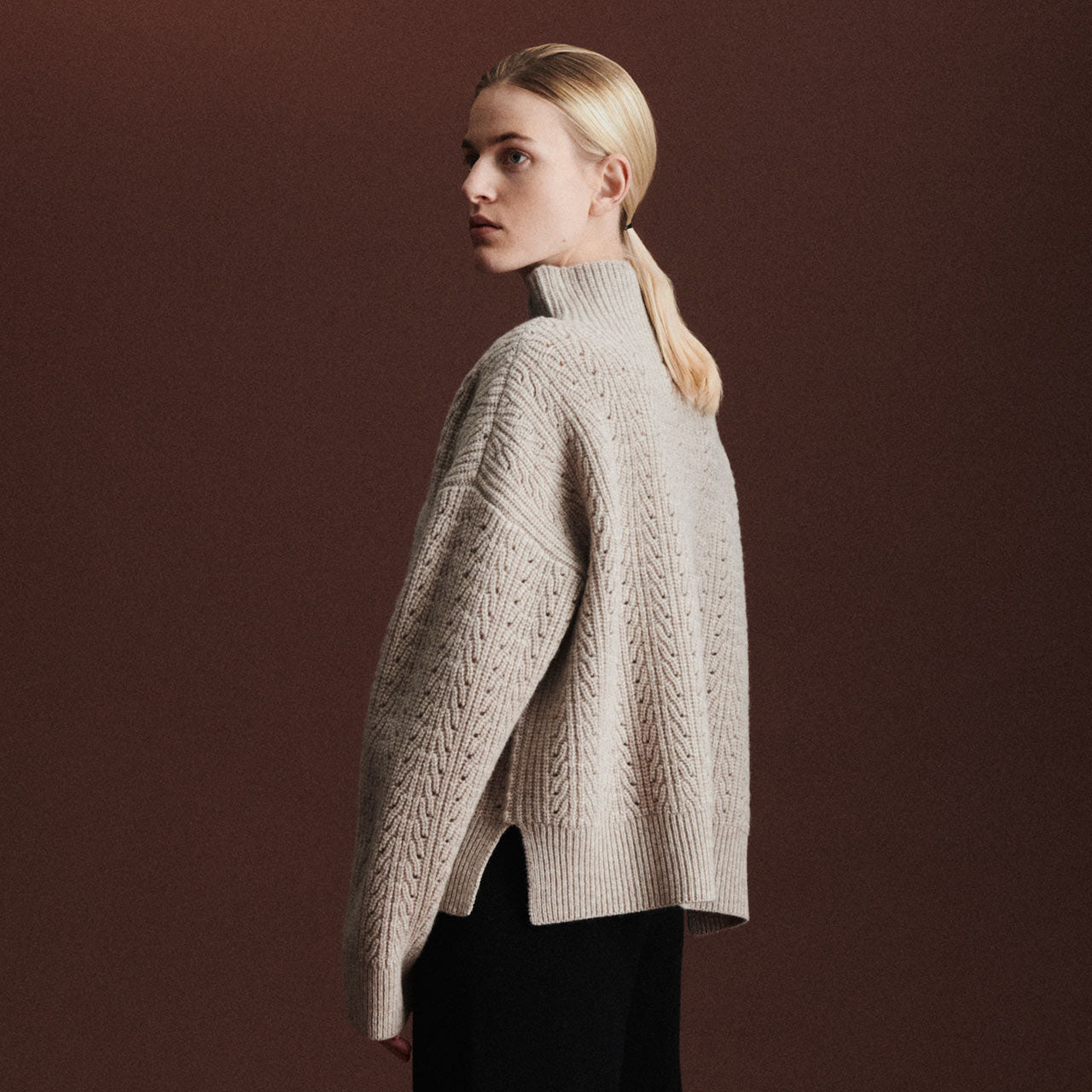 Women's Structure Sweater - 100% Lambswool - Oat Melange (S-L) *Arriving 2026