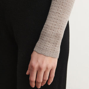 Women's High Neck Long Sleeve Pointelle Raglan Top - 100% Merino - Oat Melange (S-L) *Arriving 2026