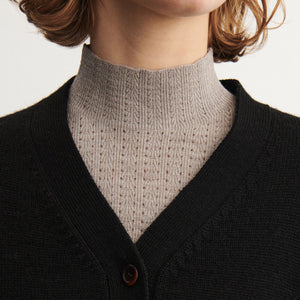 Women's High Neck Long Sleeve Pointelle Raglan Top - 100% Merino - Oat Melange (S-L) *Arriving 2026