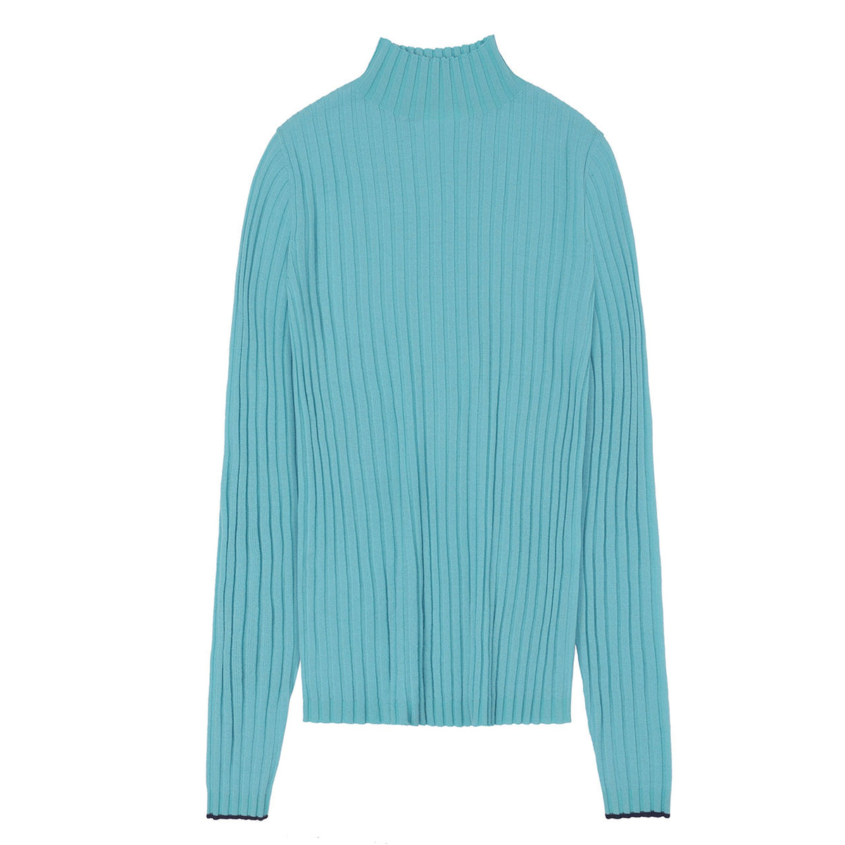 Women's High Neck Long Sleeve Rib Raglan Top - 100% Merino - Aqua (S-L) *Arriving 2026