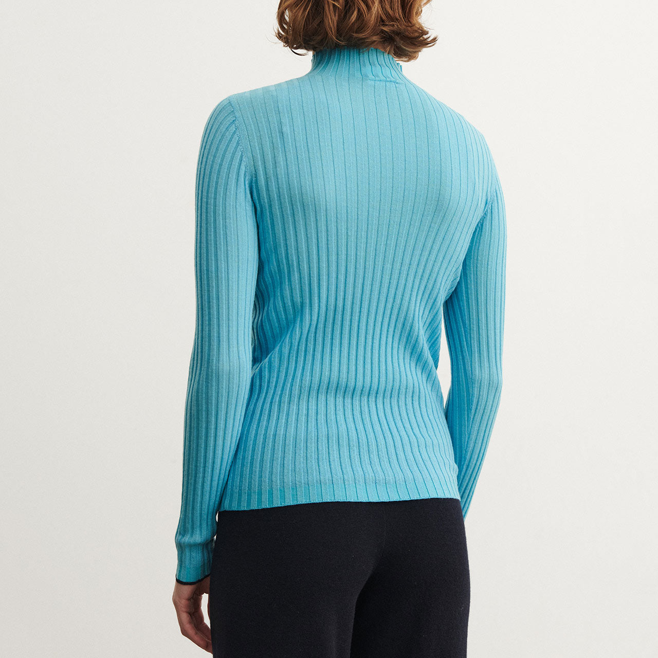 Women's High Neck Long Sleeve Rib Raglan Top - 100% Merino - Aqua (S-L) *Arriving 2026