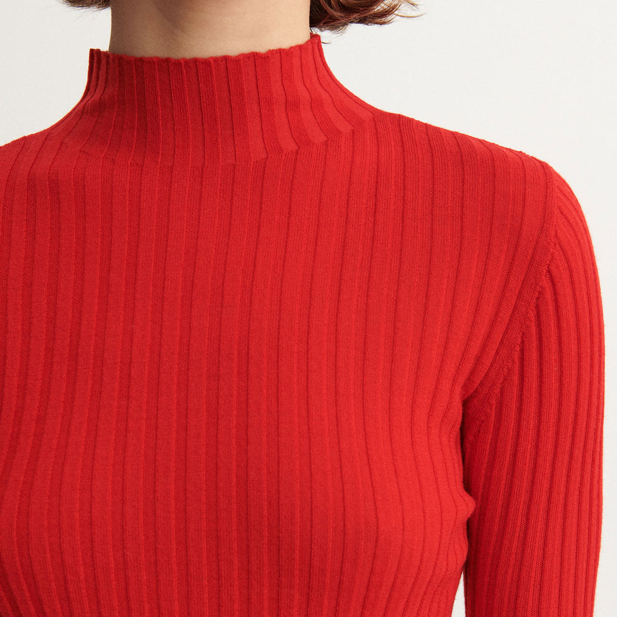 Women's High Neck Long Sleeve Rib Raglan Top - 100% Merino - Signal Red (S-L) *Arriving 2026