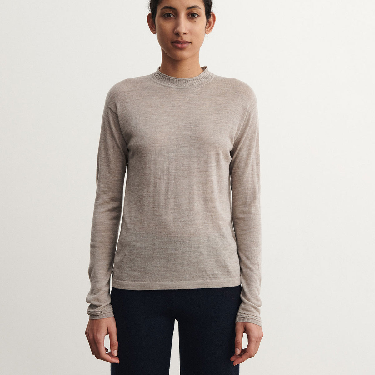 Women's Long Sleeve Top - 100% Merino - Oat Melange (S-L) *Arriving 2026