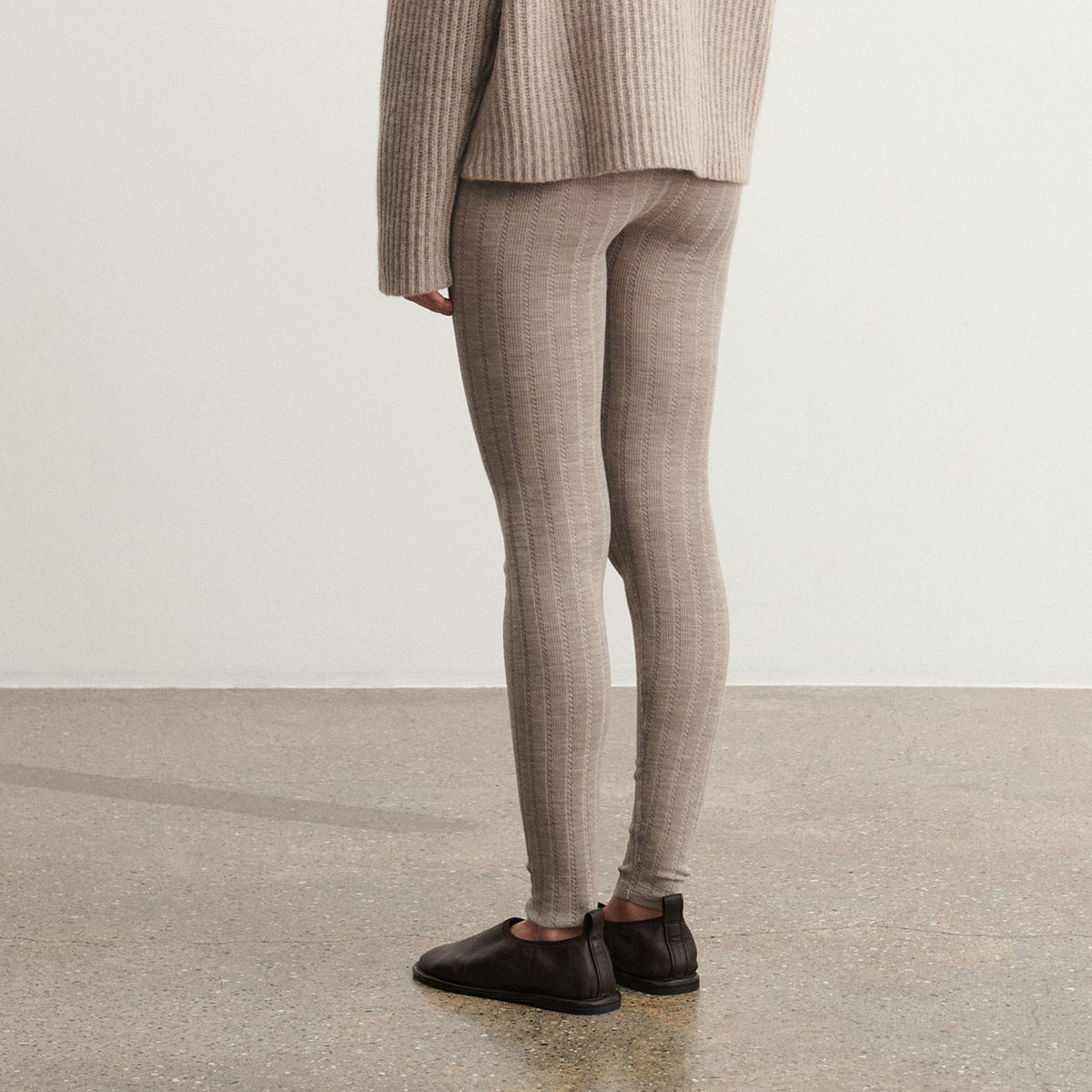 Women's Pointelle Leggings - 100% Merino - Oat Melange (S-L) *Arriving 2026