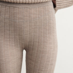 Women's Pointelle Leggings - 100% Merino - Oat Melange (S-L) *Arriving 2026