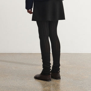 Women's Pointelle Leggings - 100% Merino - Black (S-L) *Arriving 2026