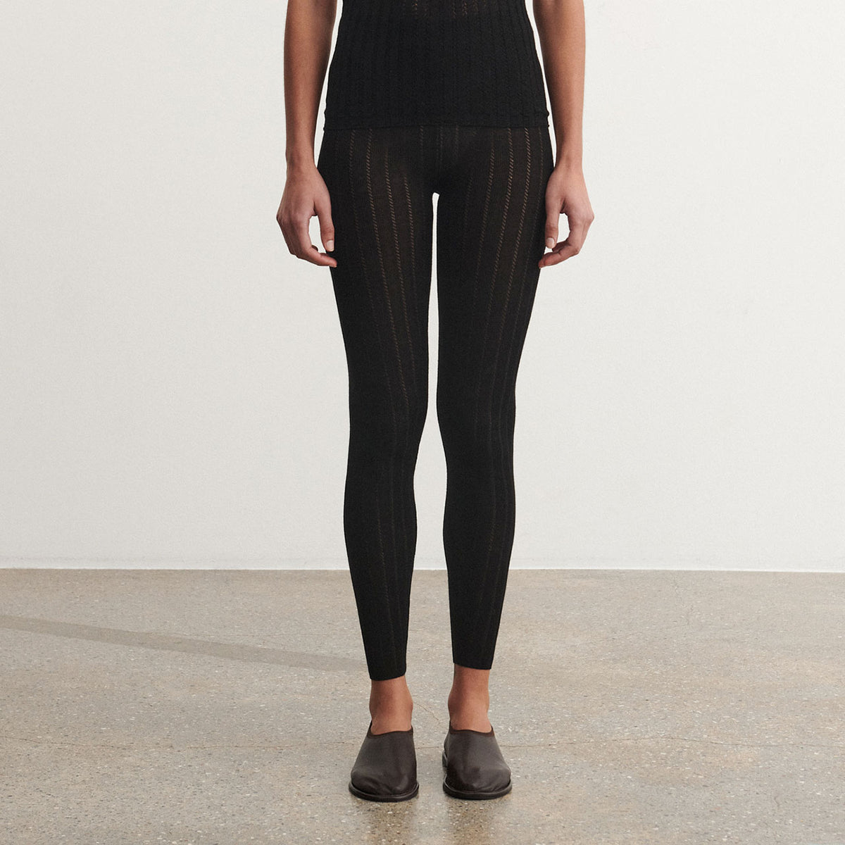 Women's Pointelle Leggings - 100% Merino - Black (S-L) *Arriving 2026