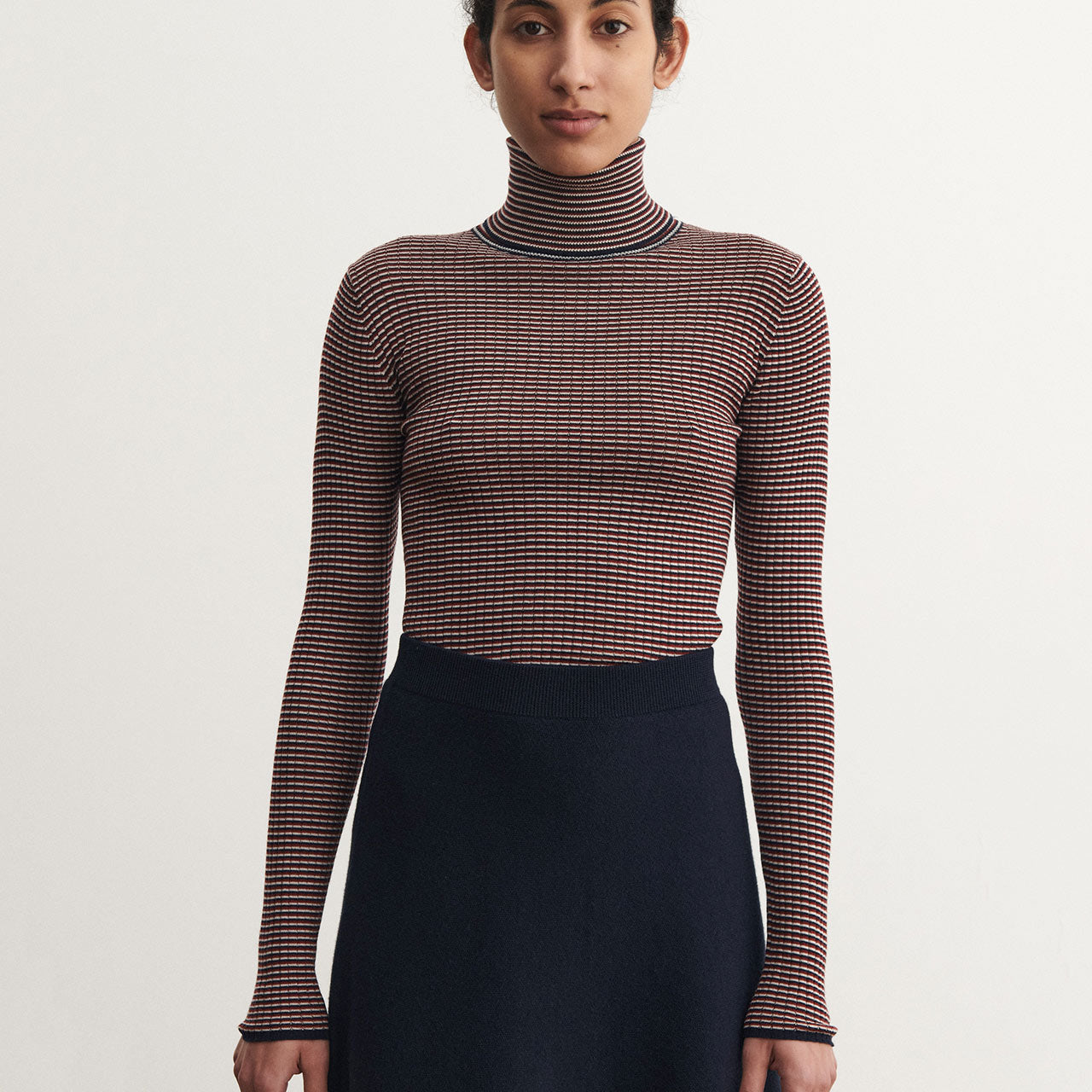 Women's Rollneck Sweater - 100% Merino - Multi Stripe (S-L) *Arriving 2026