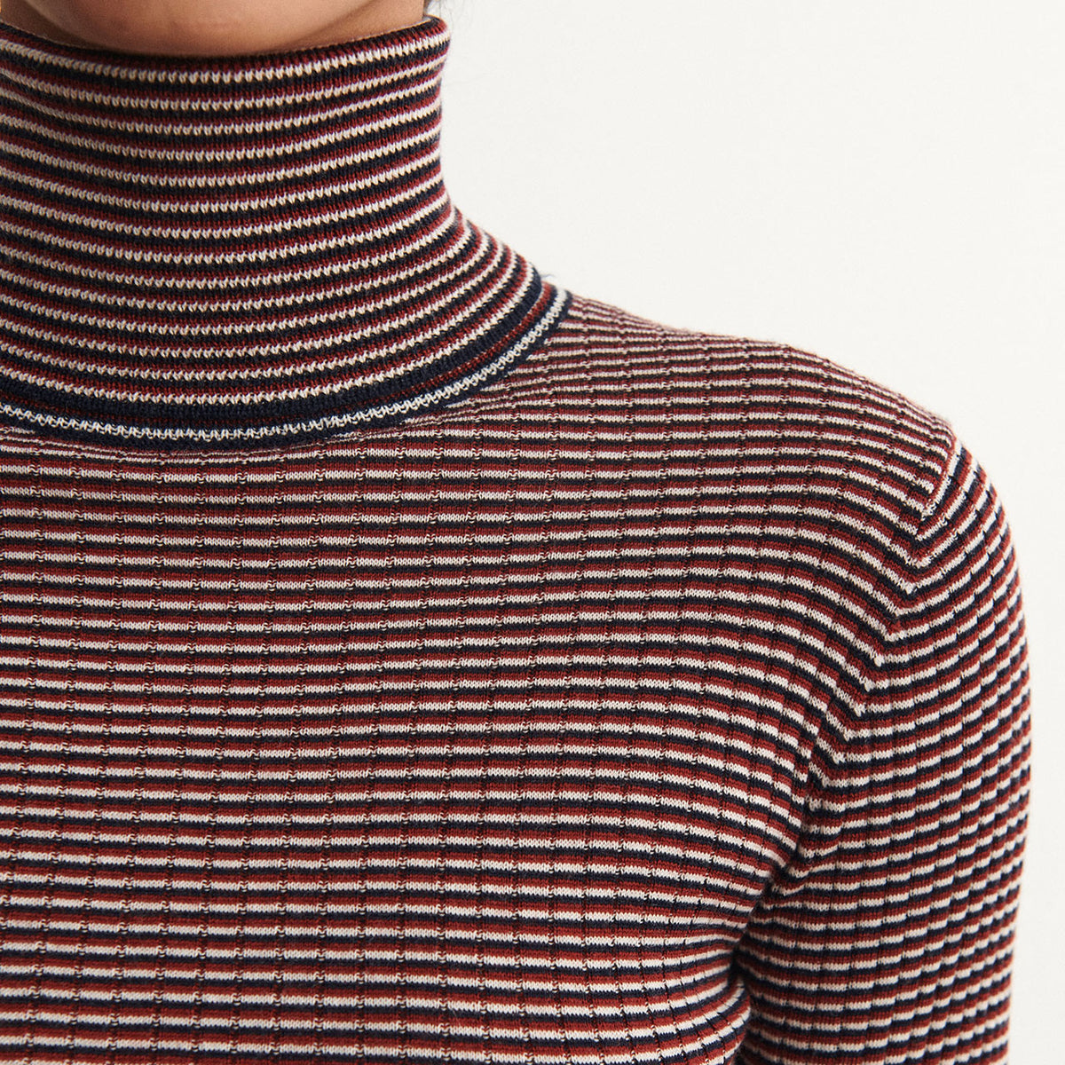 Women's Rollneck Sweater - 100% Merino - Multi Stripe (S-L) *Arriving 2026