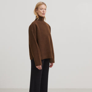 Women's Chunky Rib Sweater - 100% Lambswool - Amber AW24 (S) *Last One!