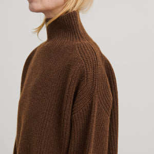 Women's Chunky Rib Sweater - 100% Lambswool - Amber (XS-M)