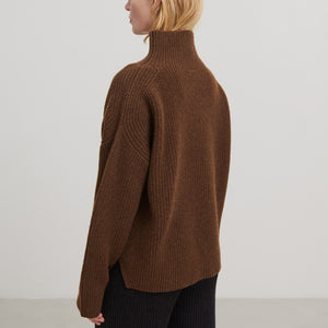 Women's Chunky Rib Sweater - 100% Lambswool - Amber (XS-M)