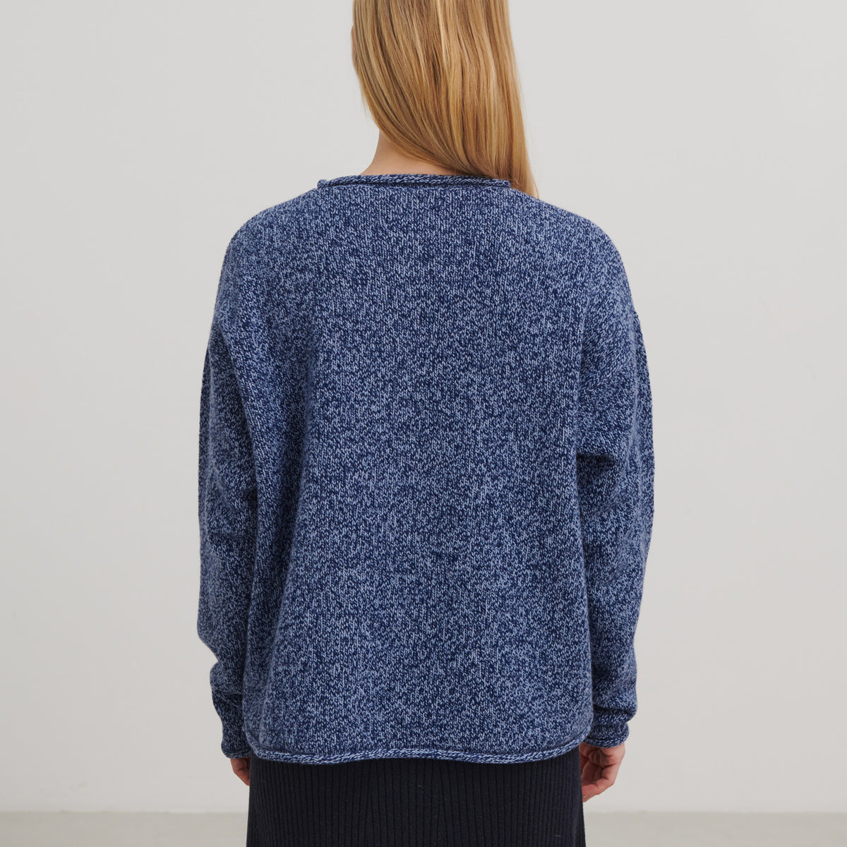 Women's Melange Sweater - 100% Lambswool - Royal/Sky Blue (S, M)