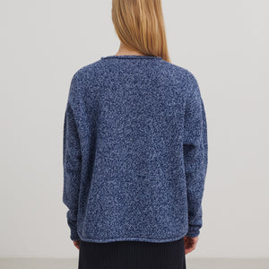 Women's Melange Sweater - 100% Lambswool - Royal/Sky Blue (S, M, L)