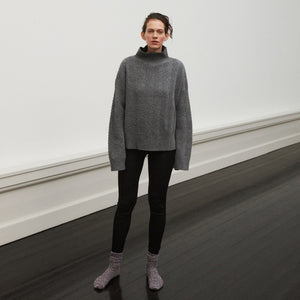 Women's Structure Sweater - 100% Lambswool - Charcoal Melange (S, M, L)