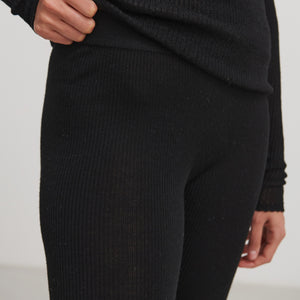 Women's Rib Leggings - 100% Merino - Black (S, M, L)