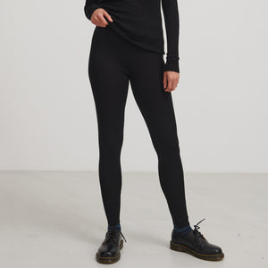 Women's Rib Leggings - 100% Merino - Black (S, M, L)