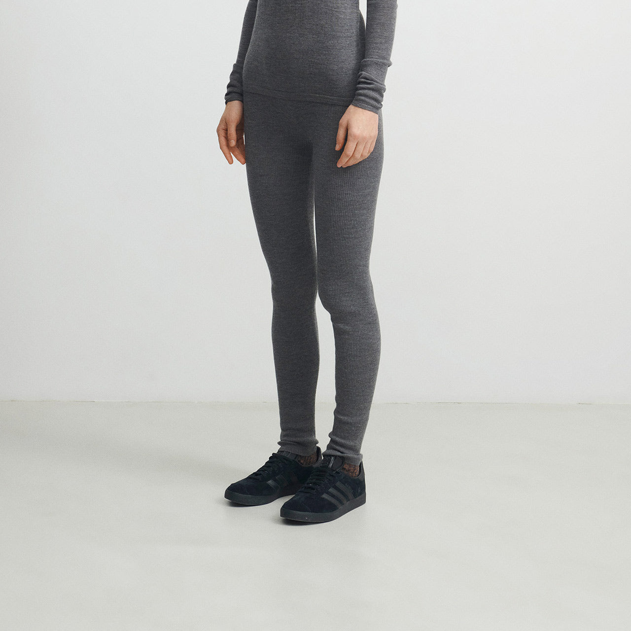 Women's Rib Leggings - 100% Merino - Grey (S, M, L)