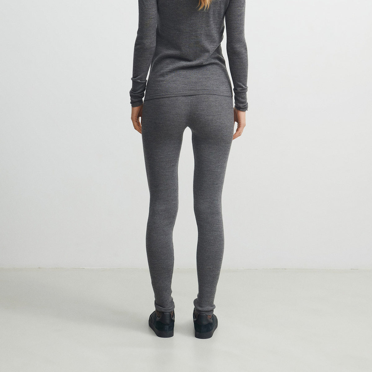 Women's Rib Leggings - 100% Merino - AW25 Grey (M, L)