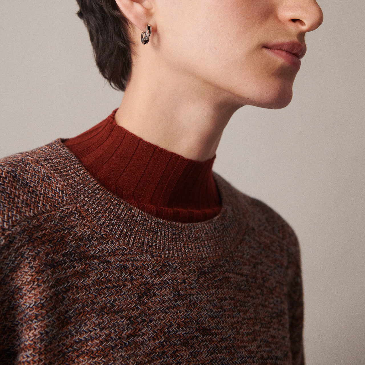 Women's Melange Sweater - 100% Merino - Ochre/Orange (S, M, L)
