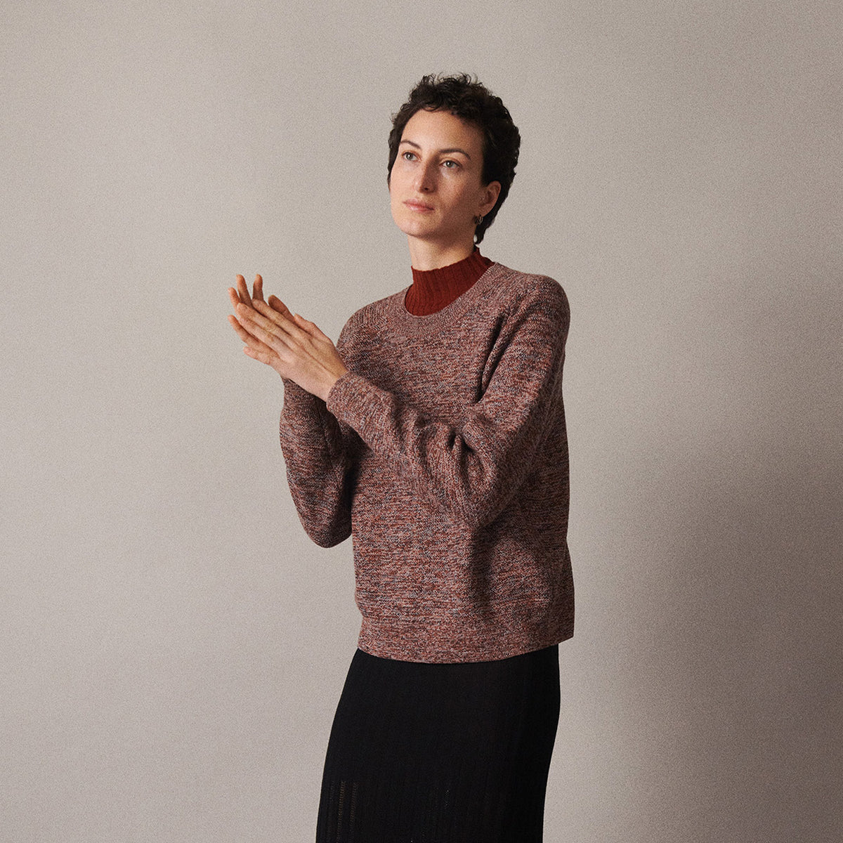 Women's Melange Sweater - 100% Merino - AW25 Ochre/Orange (S, M, L)