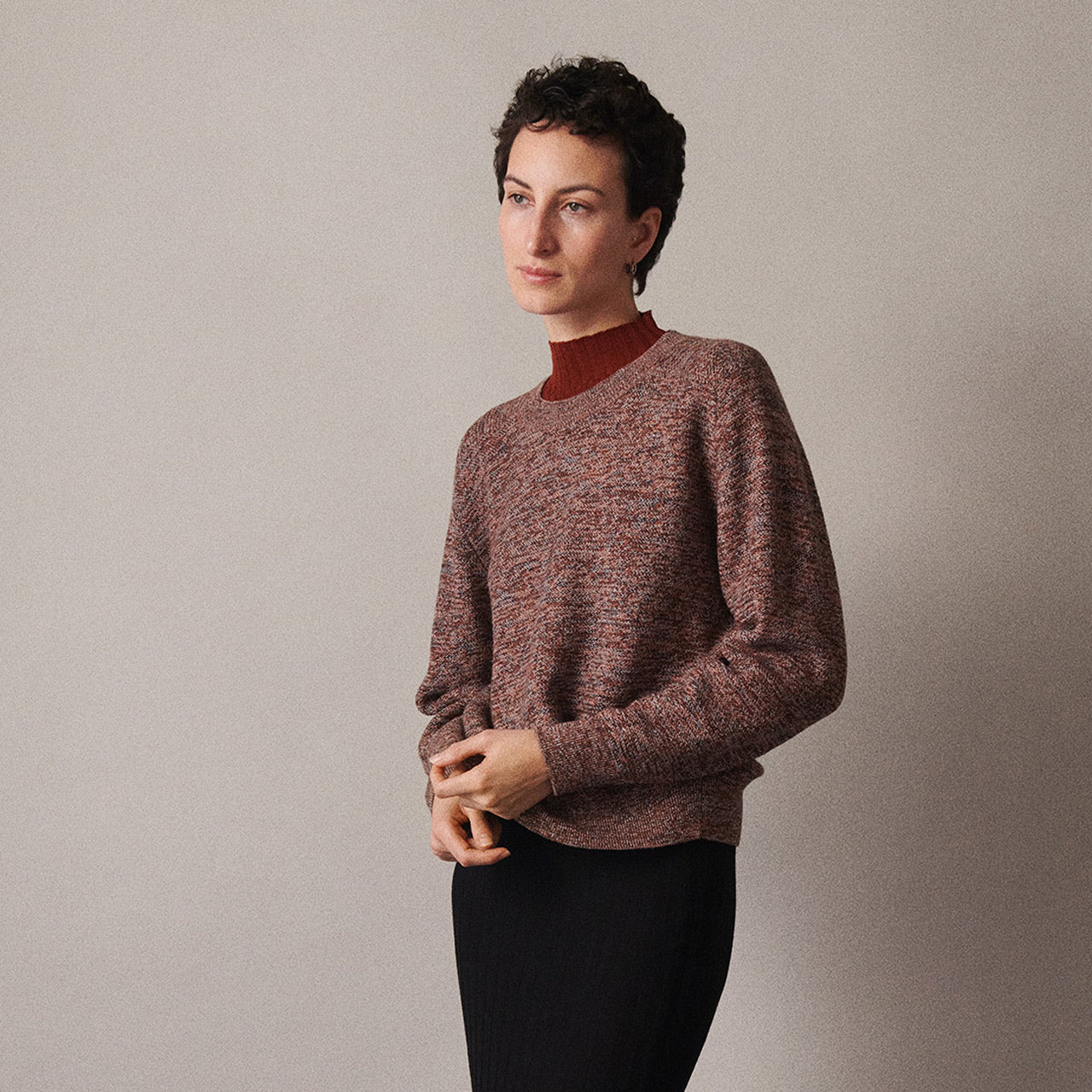 Women's Melange Sweater - 100% Merino - Ochre/Orange (S, M, L)