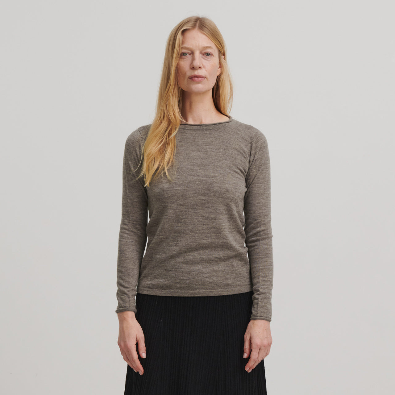 Women's Winter Blouse - 100% Merino - Beige Melange AW24 (M-L) *Last ones