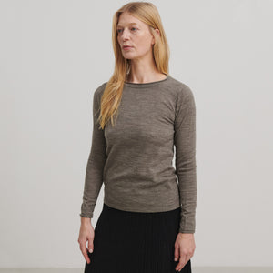 Women's Winter Blouse - 100% Merino - Beige Melange AW24 (M-L) *Last ones