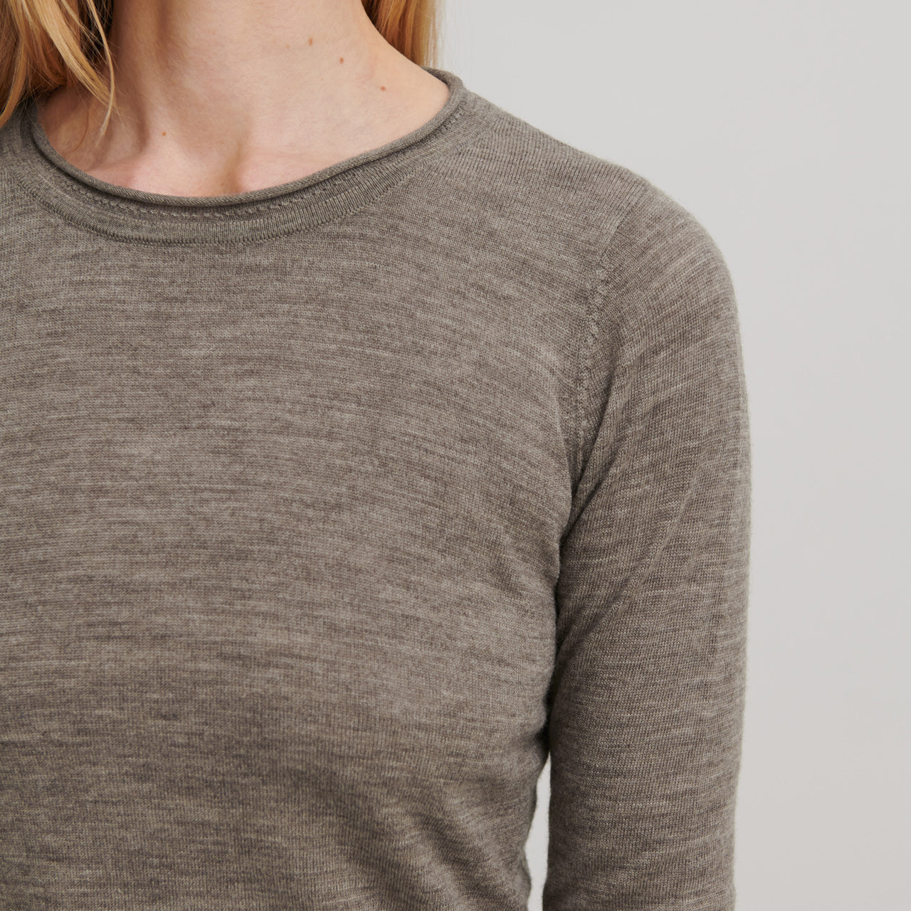 Women's Winter Blouse - 100% Merino - Beige Melange AW24 (M-L) *Last ones