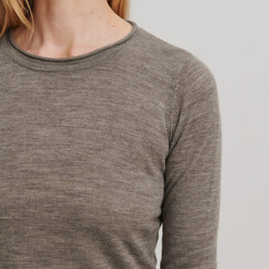 Women's Winter Blouse - 100% Merino - Beige Melange AW24 (M-L) *Last ones