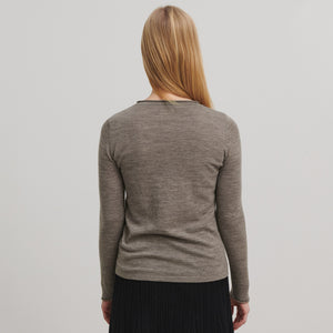 Women's Winter Blouse - 100% Merino - Beige Melange AW24 (M-L) *Last ones