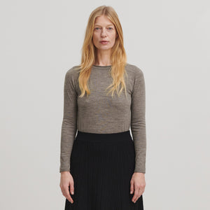 Women's Winter Blouse - 100% Merino - Beige Melange AW24 (M-L) *Last ones
