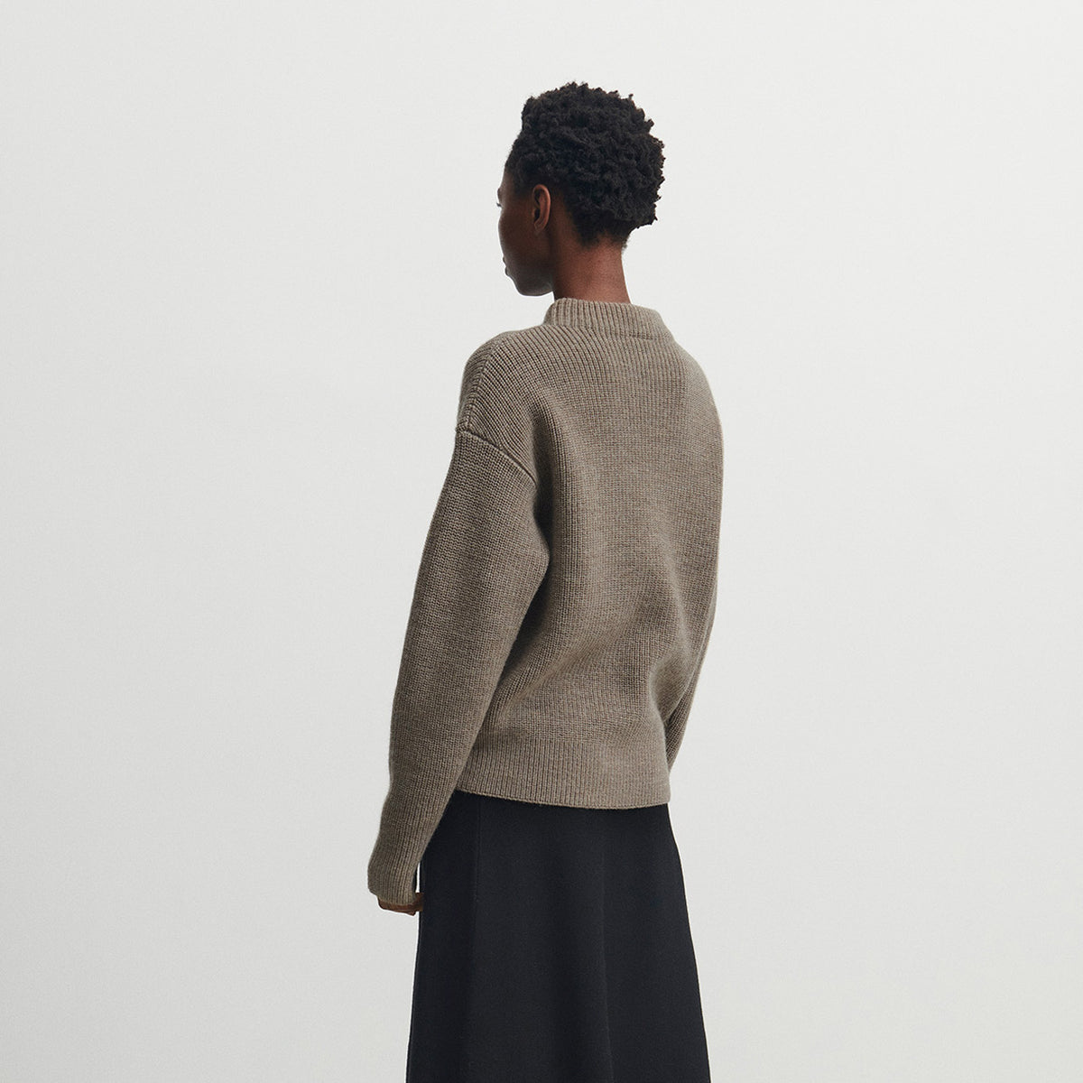 Women's Rib Sweater - 100% Raw Wool - Hazel Melange (S, M)