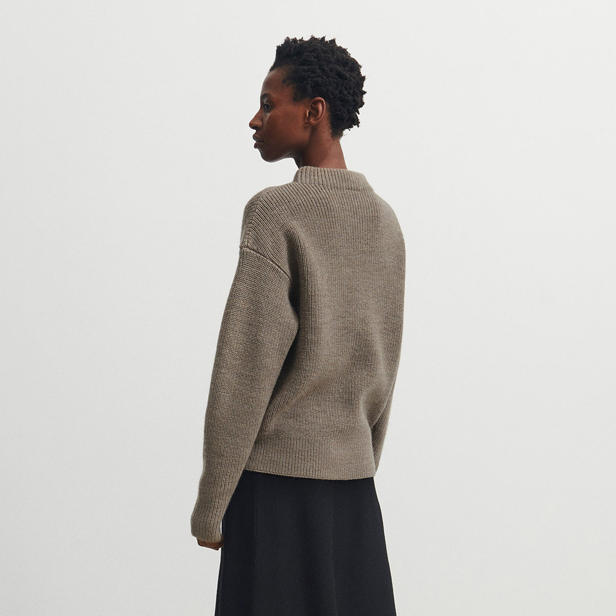 Women's Rib Sweater - 100% Raw Wool - Hazel Melange (S, M)