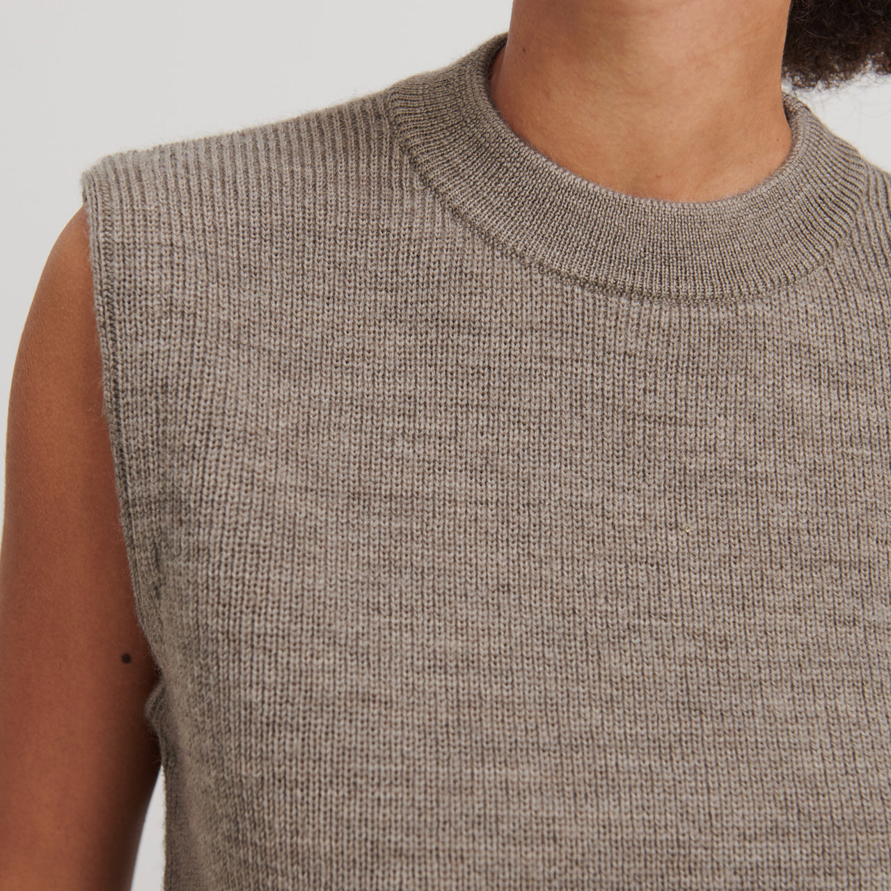 Women's Vest - 100% Raw Wool - Beige Melange (S, M, L)