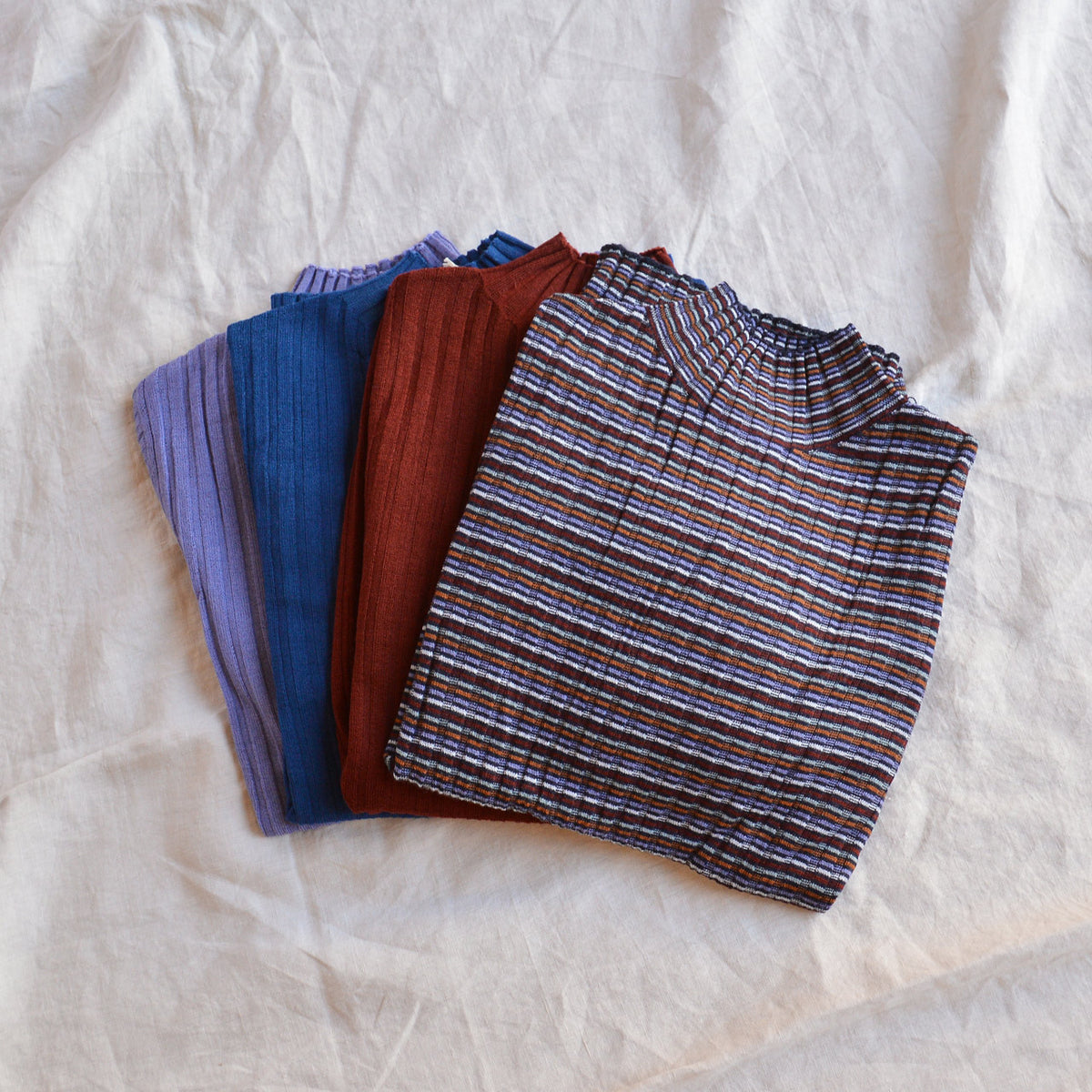 Women's High Neck Long Sleeve Rib Raglan Top - 100% Merino - Pond Blue (S, M, L)