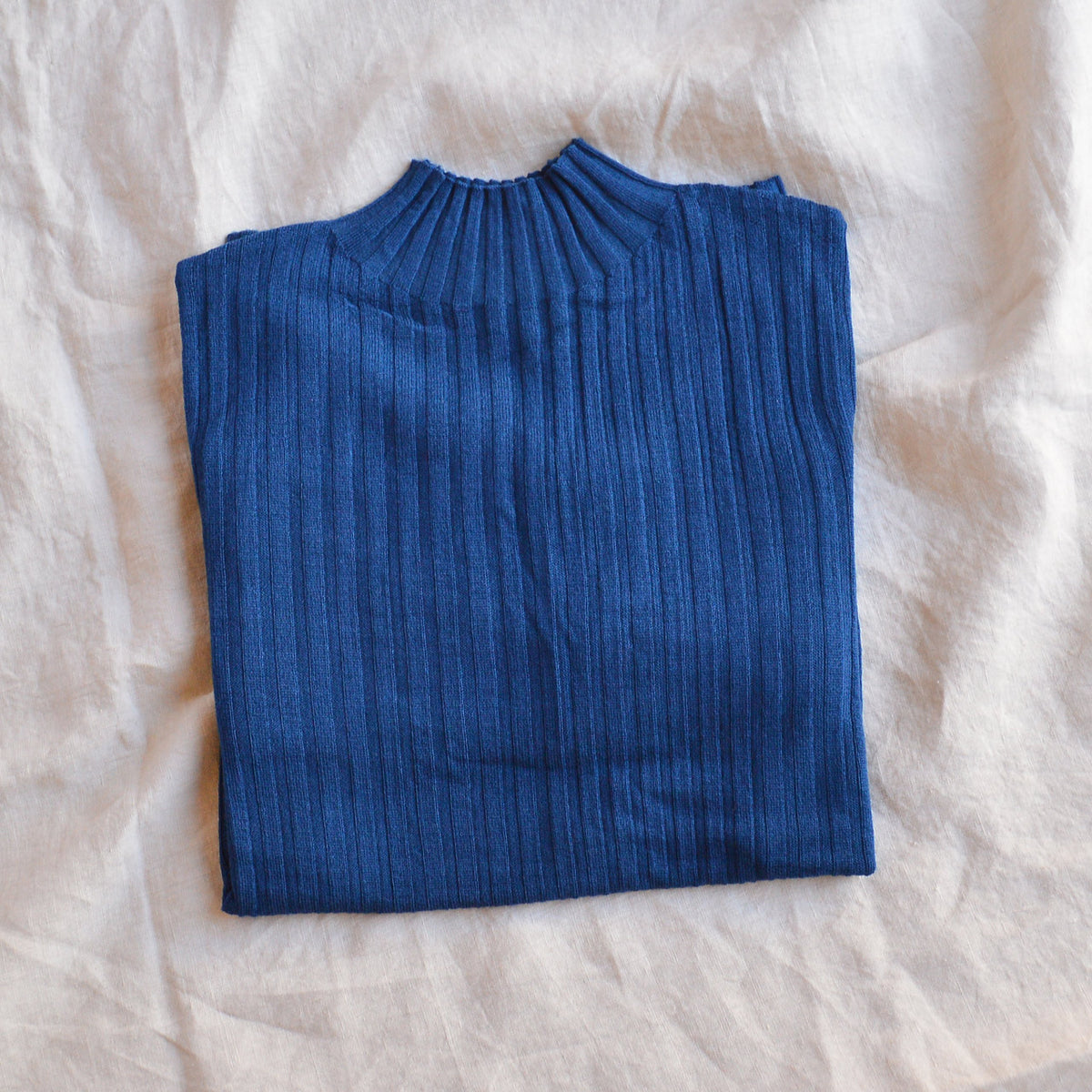 Women's High Neck Long Sleeve Rib Raglan Top - 100% Merino - Pond Blue (S, M, L)