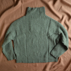Women's Lambswool Chunky Rib Sweater - Moss Melange (XS, S) *Last ones