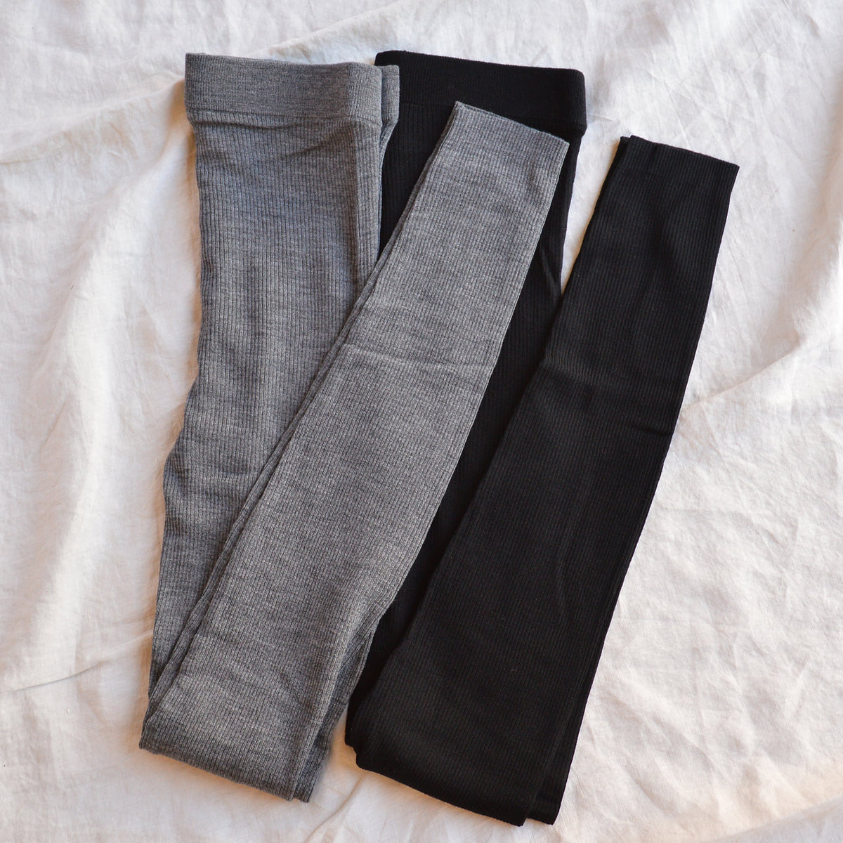 Women's Rib Leggings - 100% Merino - AW25 Grey (M, L)