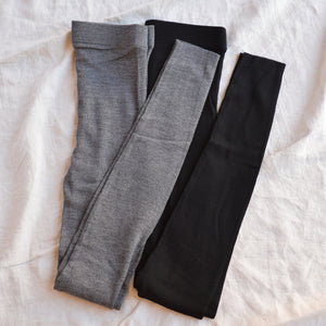 Women's Rib Leggings - 100% Merino - Grey (S, M, L)