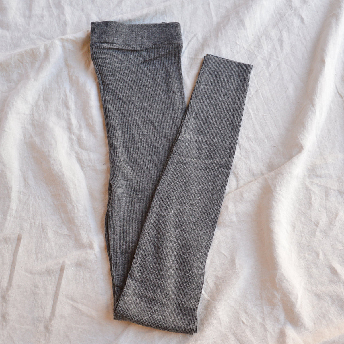 Women's Rib Leggings - 100% Merino - AW25 Grey (M, L)