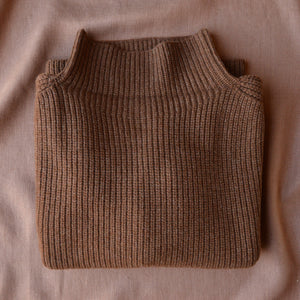 Women's Chunky Rib Sweater - 100% Lambswool - Amber (XS-M)