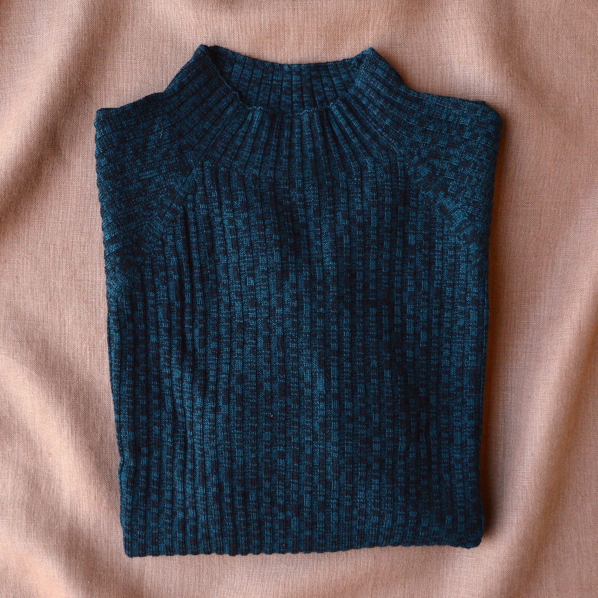 Women's High Neck Long Sleeve Rib Raglan Top - 100% Merino - Black Melange  AW24 (M) *Last ones