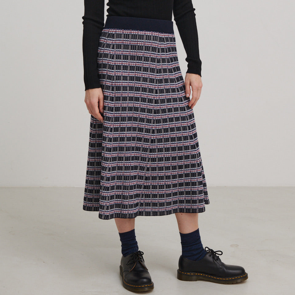 Women's Jacquard Rib Skirt in 100% Merino (XS-L)